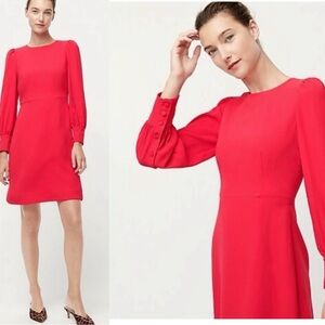 J.Crew Long-sleeve dress in 365 crepe-J2205 Bright Rose Size 14